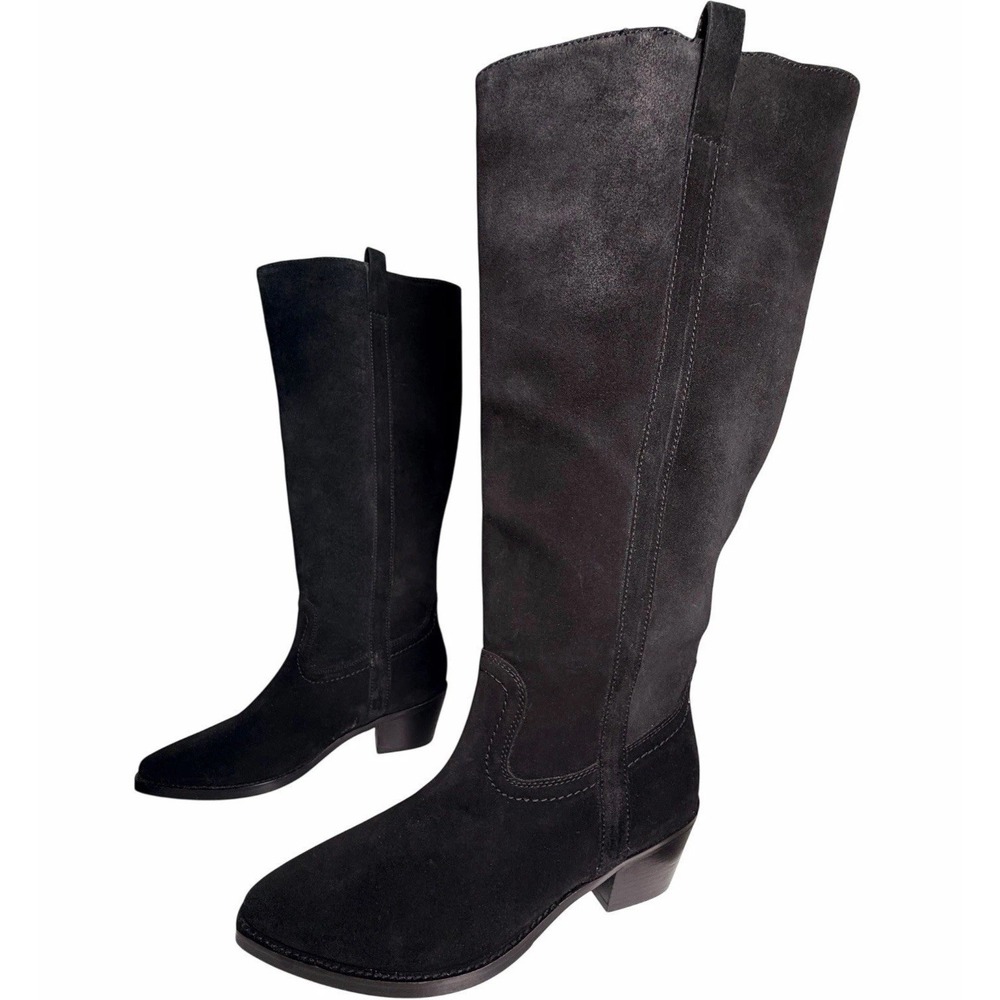 Vintage Foundry Co Amanda Tall Knee High Cowboy Boots Womens 8 Black Suede